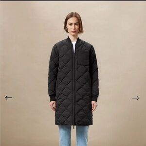 Frank & Oak Skyline Reversible Maxi Bomber in Black